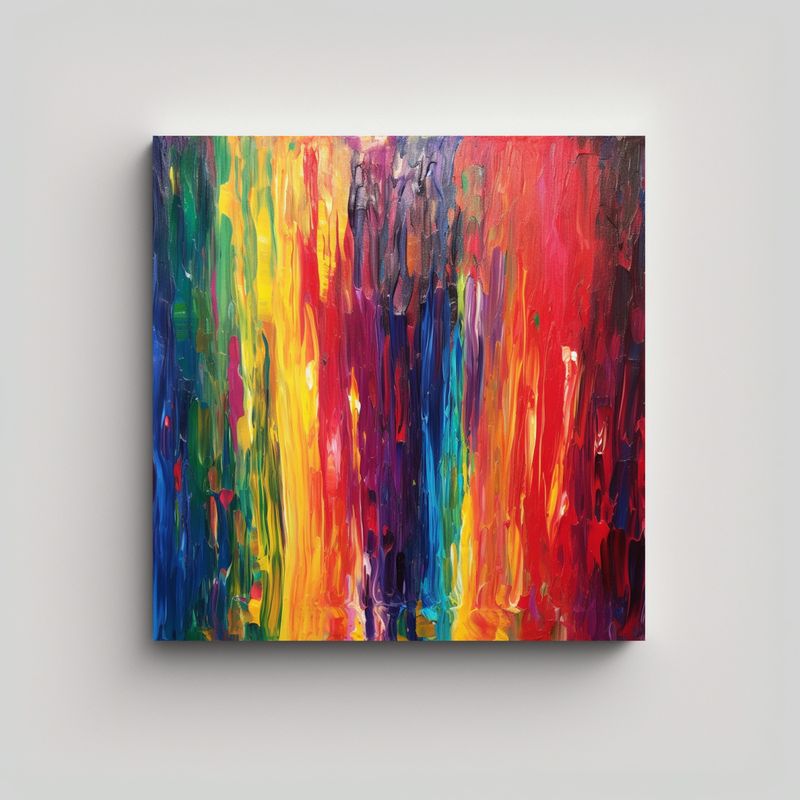 GENERICO - Pintura Al óleo Con Trazos Verticales Para 80x80 Cm