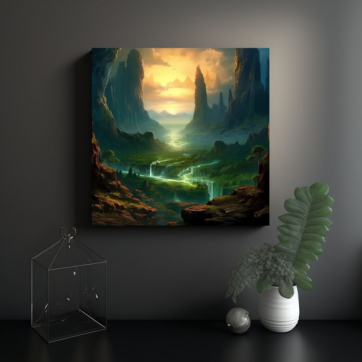 GENERICO - Cuadro Fantasía Rectangular Para Decorar Paredes 90x90 Cm