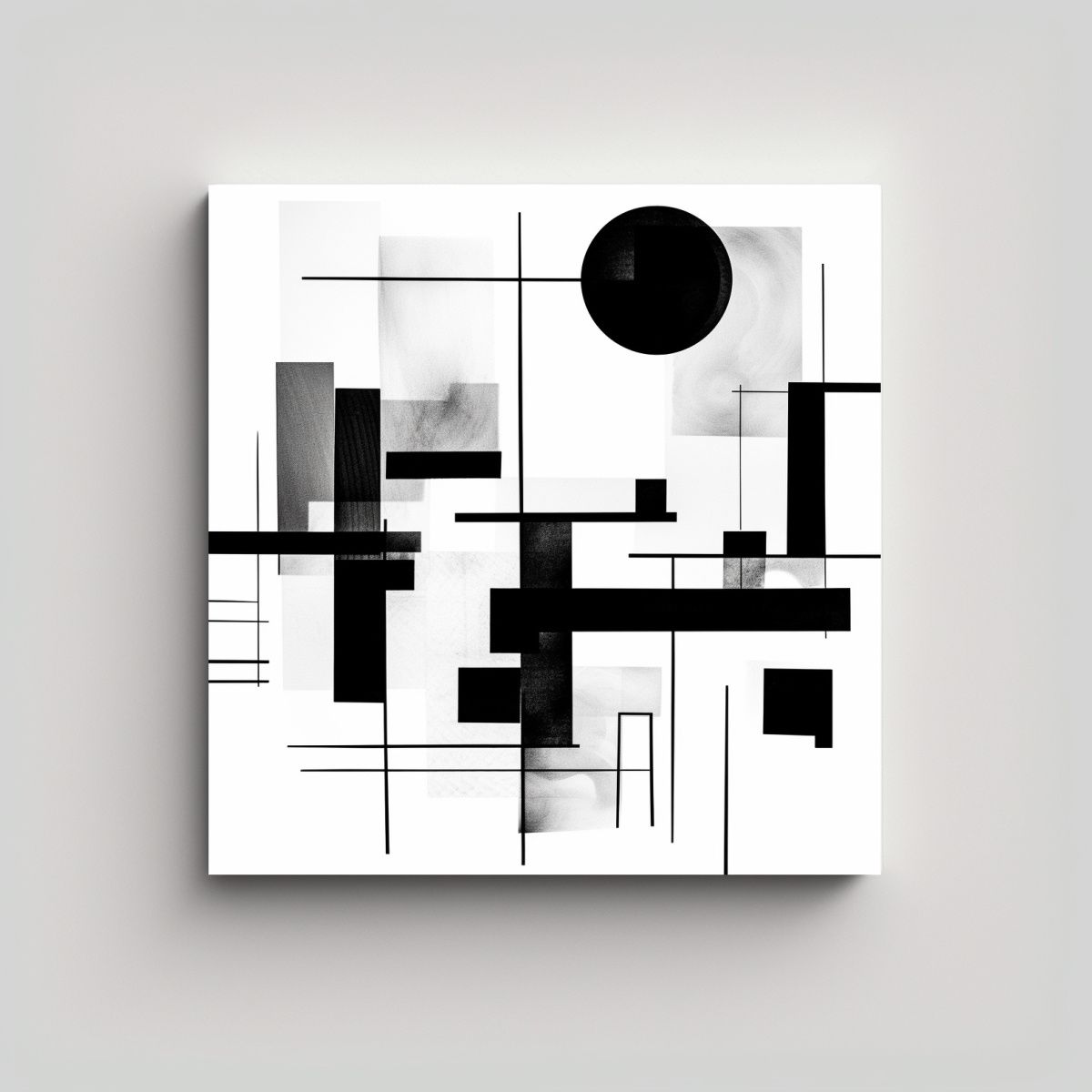 GENERICO - Cuadro Abstracto En Blanco Y Negro, Líneas 60x60 Cm