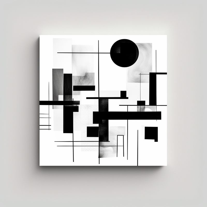 GENERICO - Cuadro Abstracto En Blanco Y Negro, Líneas 60x60 Cm
