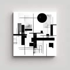 GENERICO - Cuadro Abstracto En Blanco Y Negro, Líneas 50x50 Cm