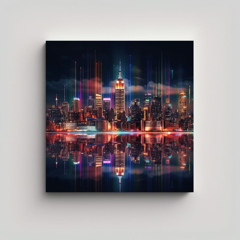 GENERICO - Cuadro Mural Urbano Con Skyline De Nueva York Y 60x60 Cm