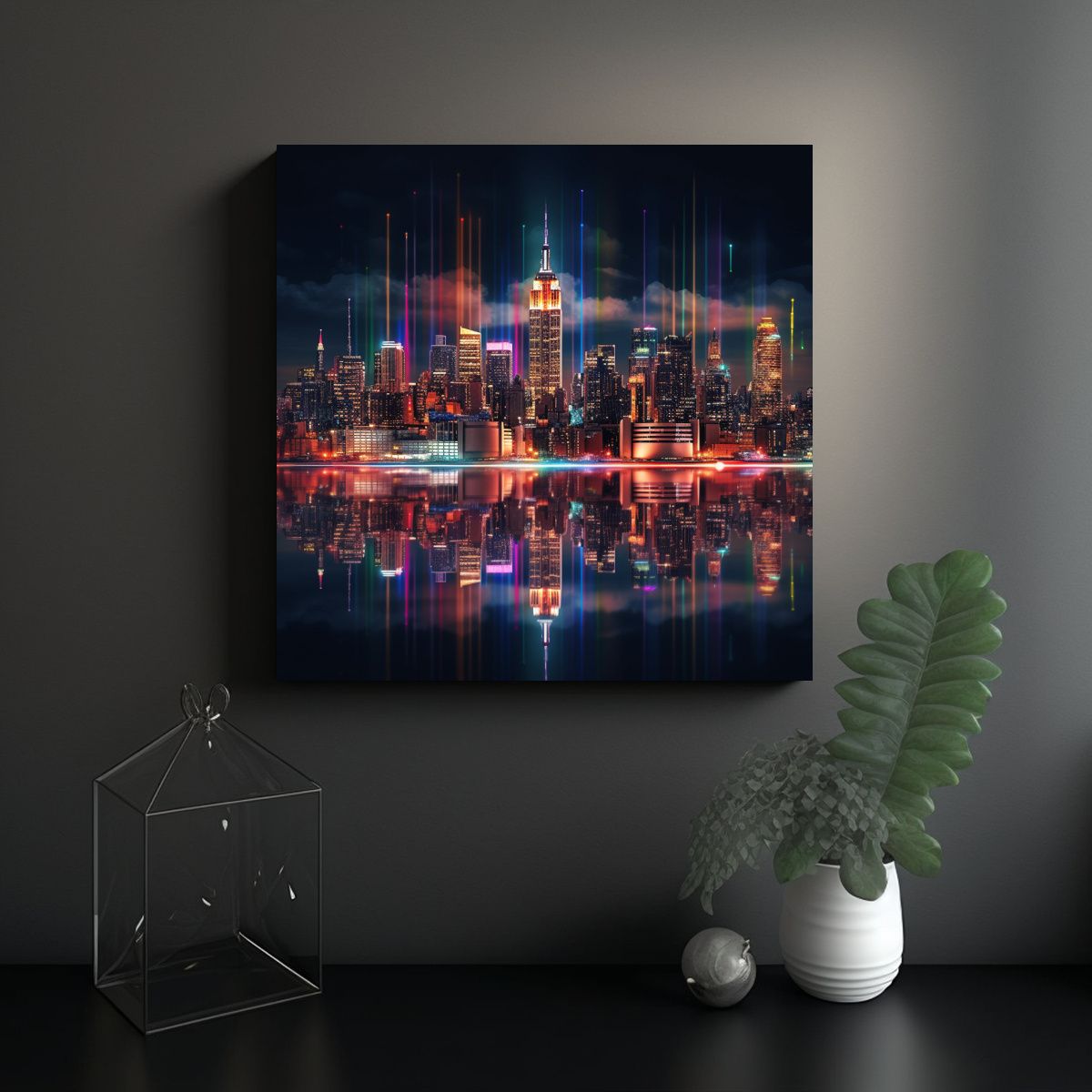 GENERICO - Cuadro Mural Urbano Con Skyline De Nueva York Y 60x60 Cm