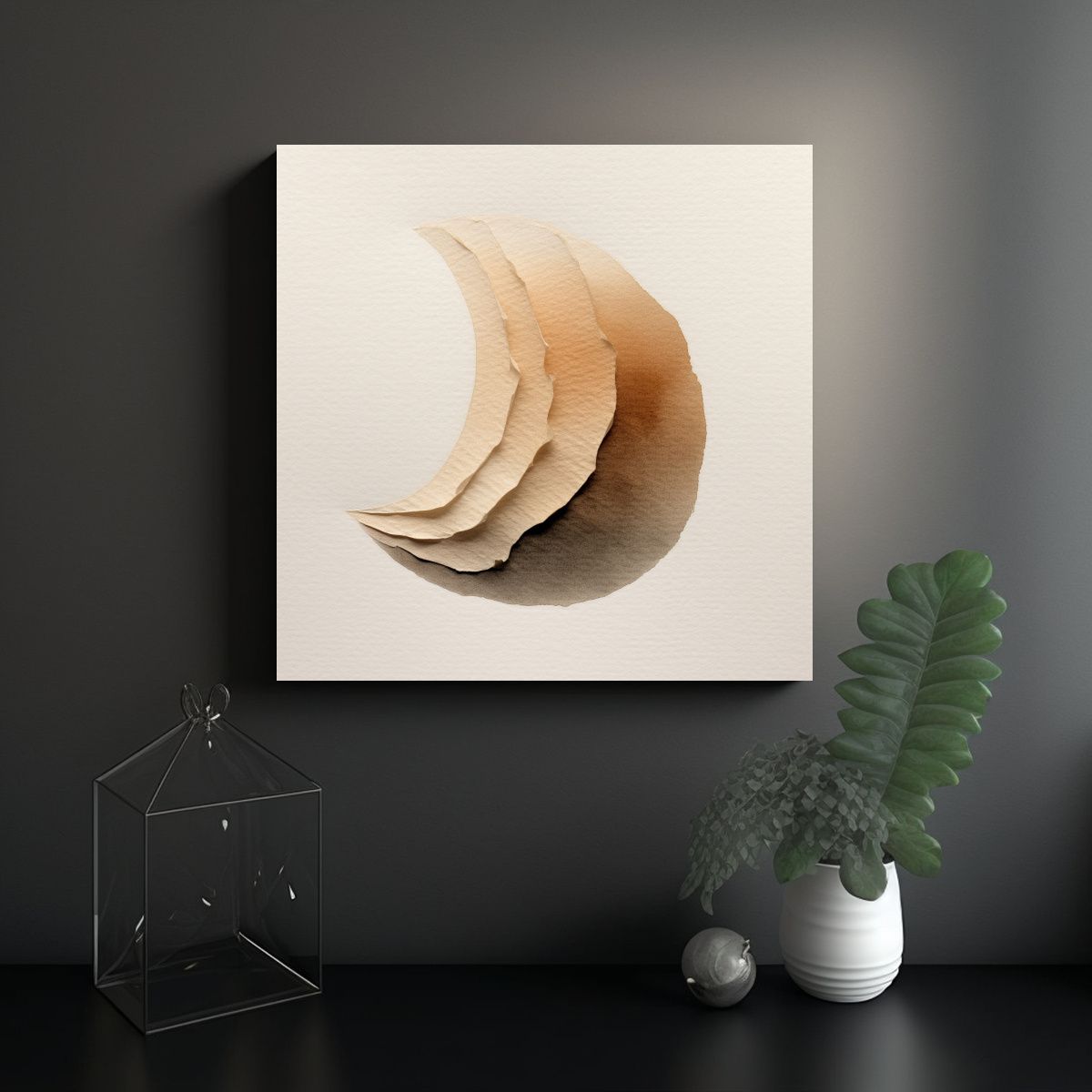 GENERICO - Cuadro Watercolor Beige Texturizado En Bastidor 70x70 Cm