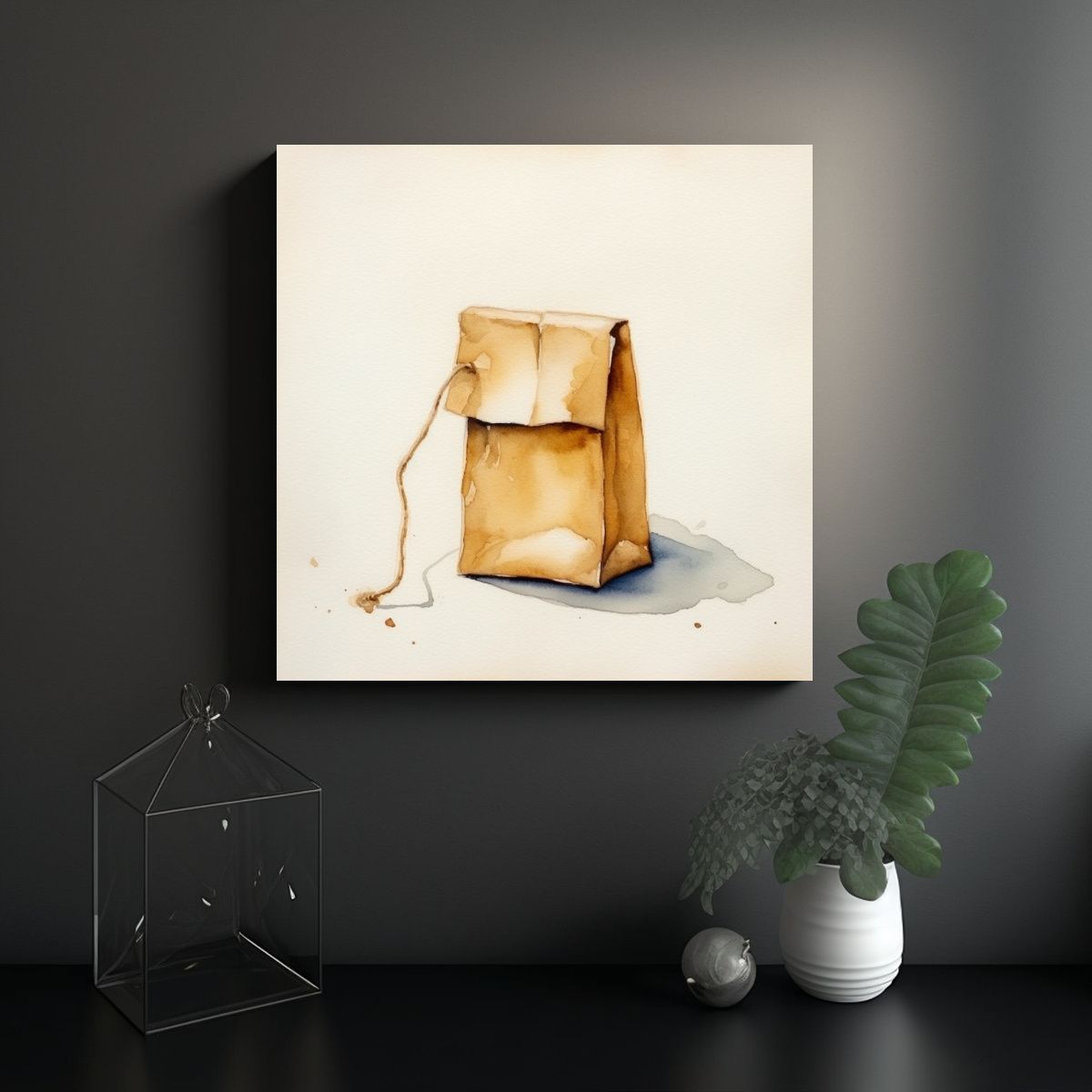 GENERICO - Lienzo Creativo Sala: Acuarela Beige Teabag 50x50 Cm