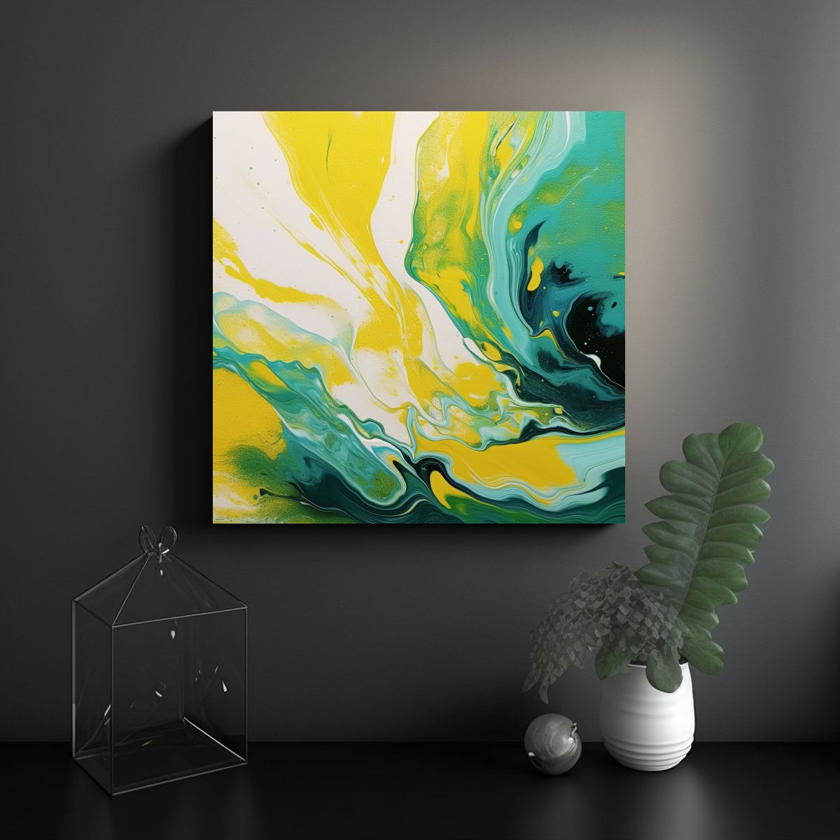 GENERICO - Pintura Acuarela Armonía Cromática Estilo 90x90 Cm