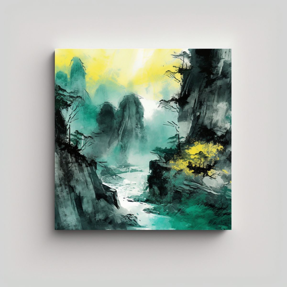 GENERICO - Pintura Estilo Chino Con Técnica De Salpicaduras 60x60 Cm