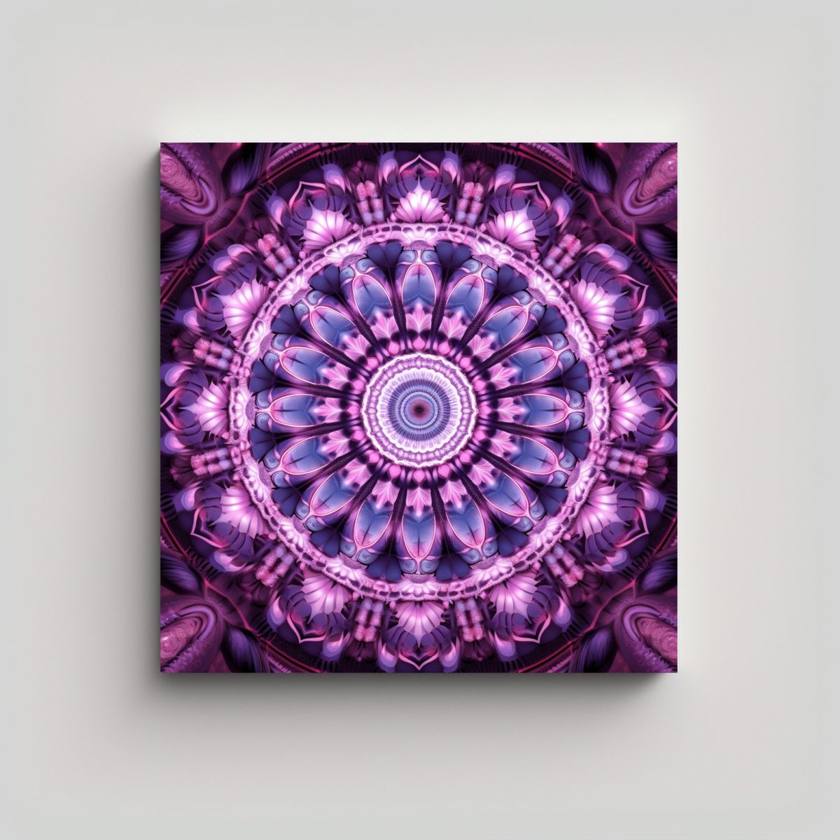 GENERICO - Cuadro Mandala Circular Tonos Luminosos En Lila Y 90x90 Cm