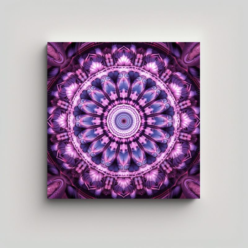 GENERICO - Cuadro Mandala Circular Tonos Luminosos En Lila Y 80x80 Cm