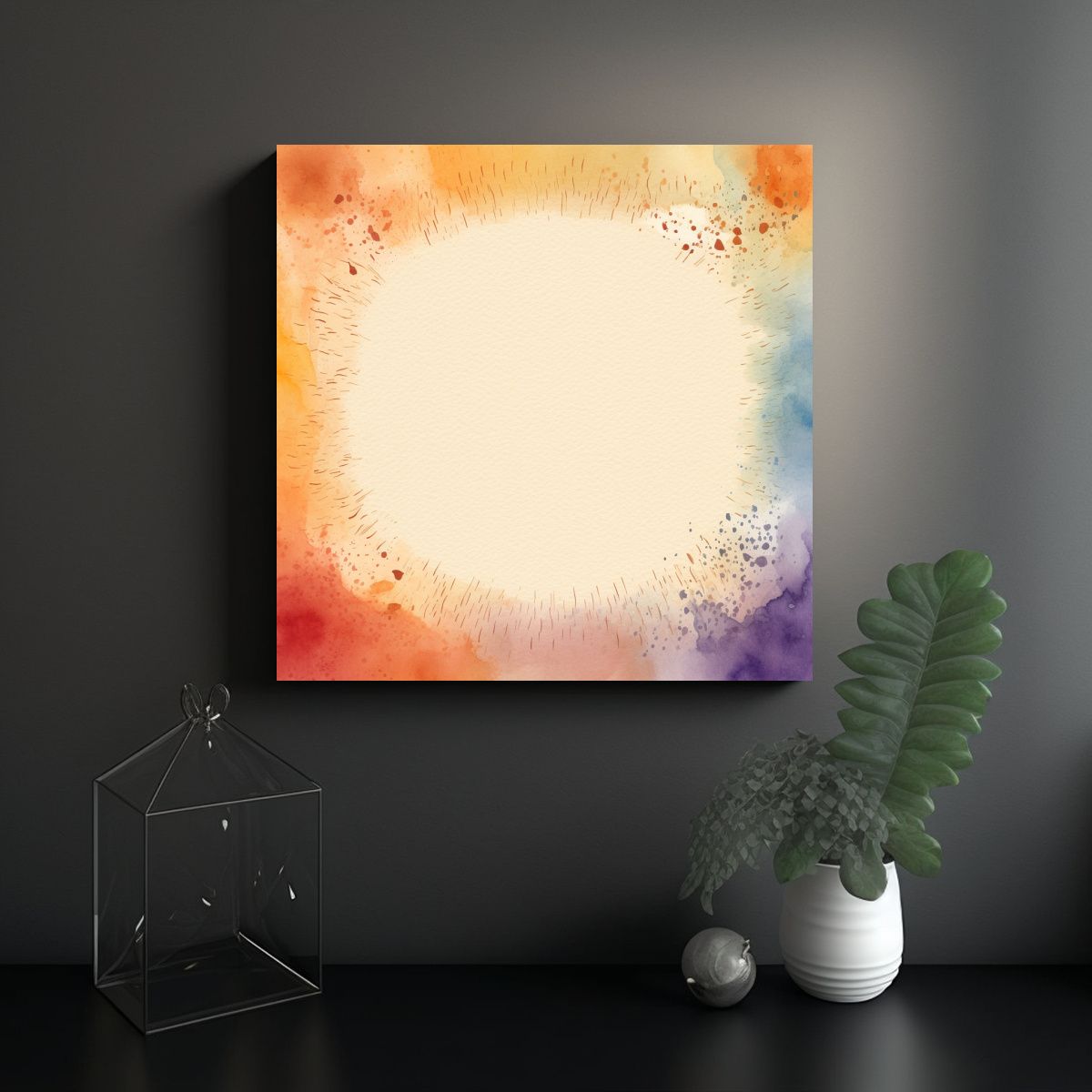 GENERICO - Cuadro Decorativo Oficina Con Forma Acuarela 80x80 Cm