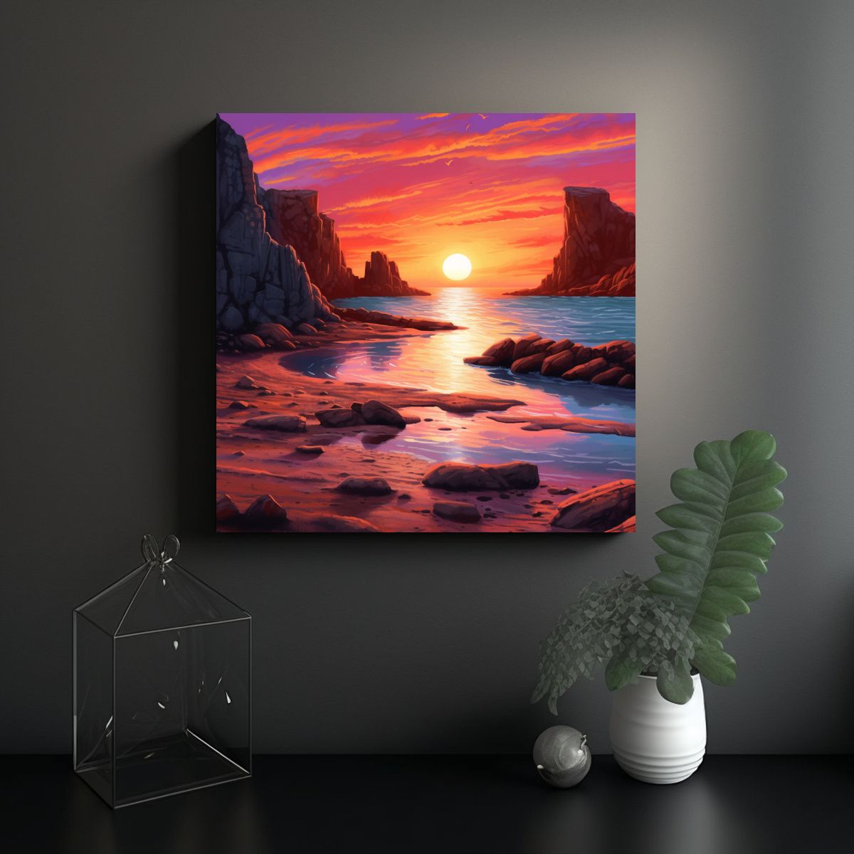 GENERICO - Cuadro Decorativo: Hermosa Puesta De Sol En Una 50x50 Cm