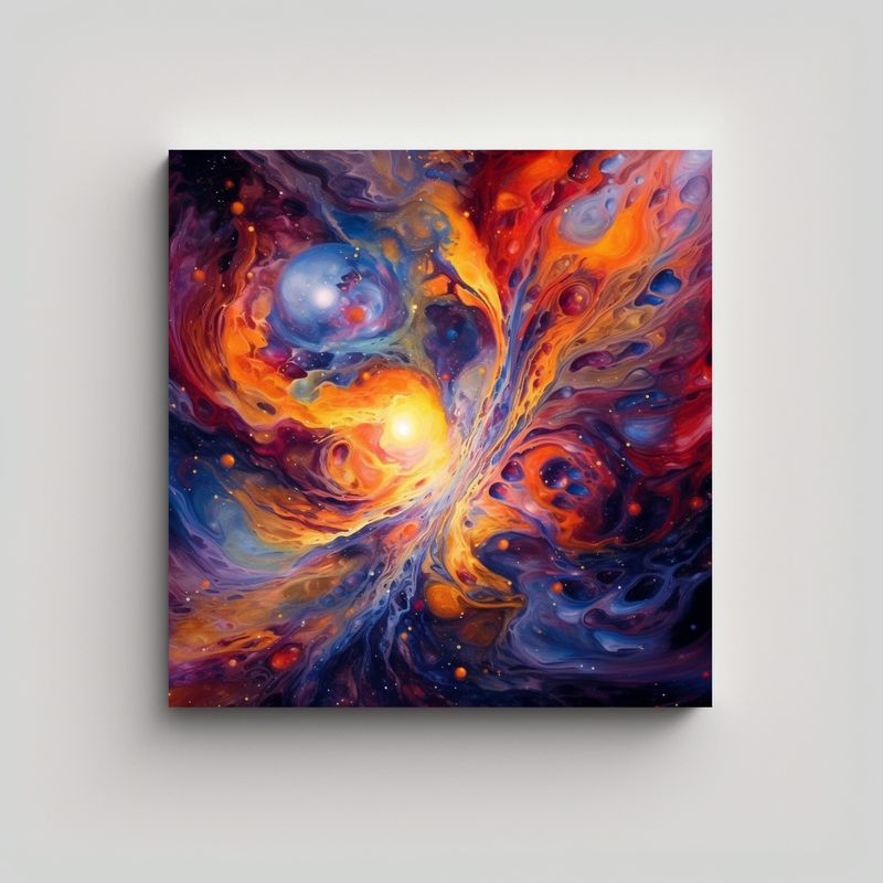 GENERICO - Cuadro Abstracto Cósmico Estilo Galería, 90x90 Cm