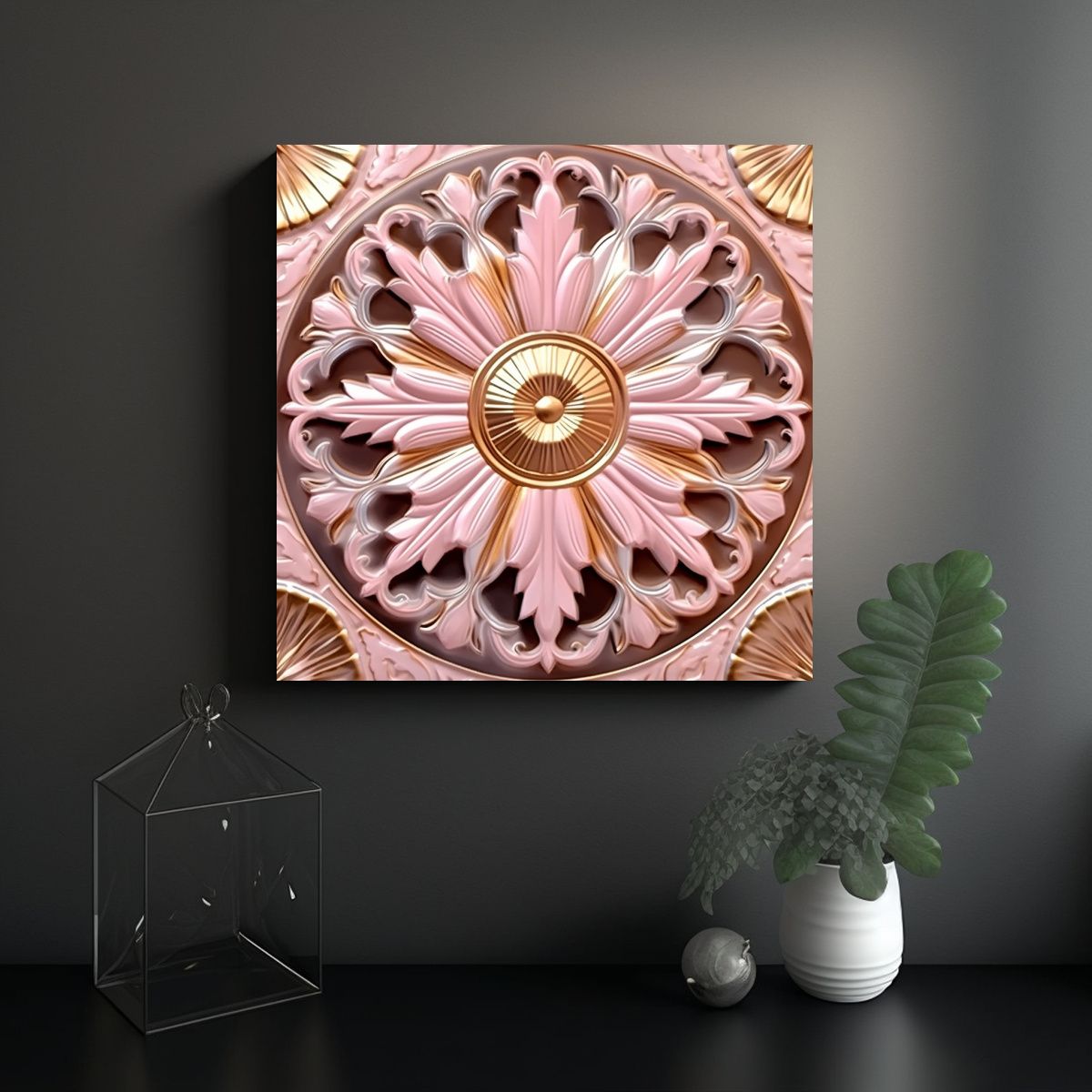 GENERICO - Ornamento Sin Costuras En Estilo Damasco, Tonos 90x90 Cm