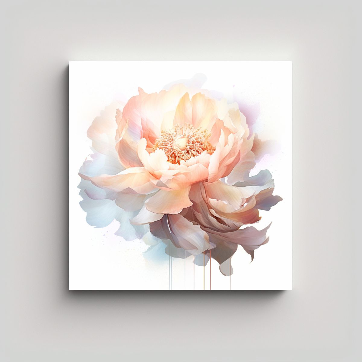 GENERICO - Pintura Japonesa De Peonías Estilo Candelabro: 60x60 Cm