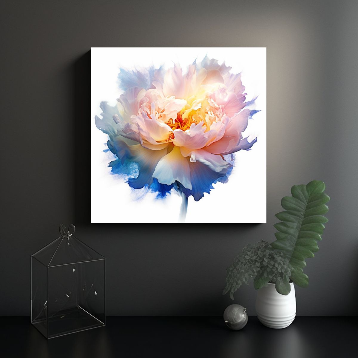 GENERICO - Pintura Japonesa De Peonías En Estilo 90x90 Cm