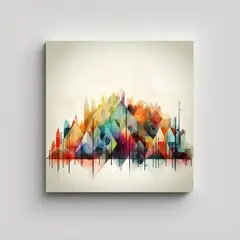 GENERICO - Pintura Abstracta: Bosque Colorido De Formas 90x90 Cm