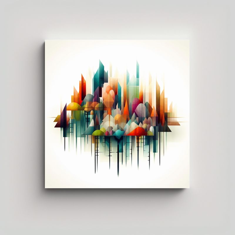 GENERICO - Cuadro Abstracto Geométrico Formando Bosque 90x90 Cm