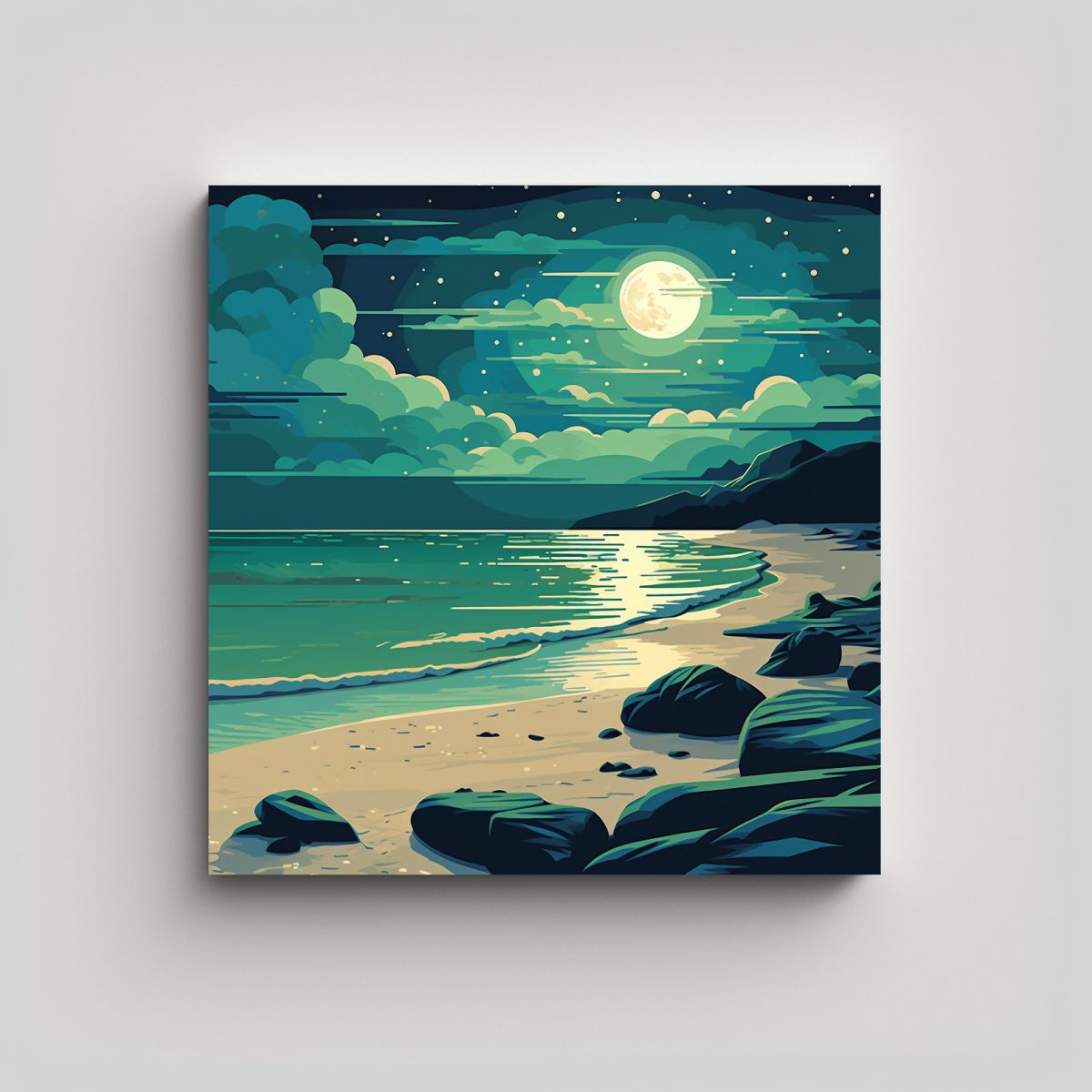 GENERICO - Cuadro Luminosa De Escena Playera Tranquila Para 80x80 Cm