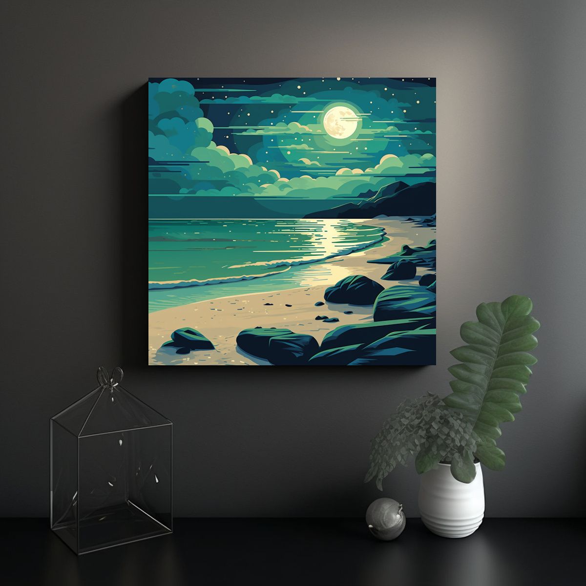 GENERICO - Cuadro Luminosa De Escena Playera Tranquila Para 80x80 Cm