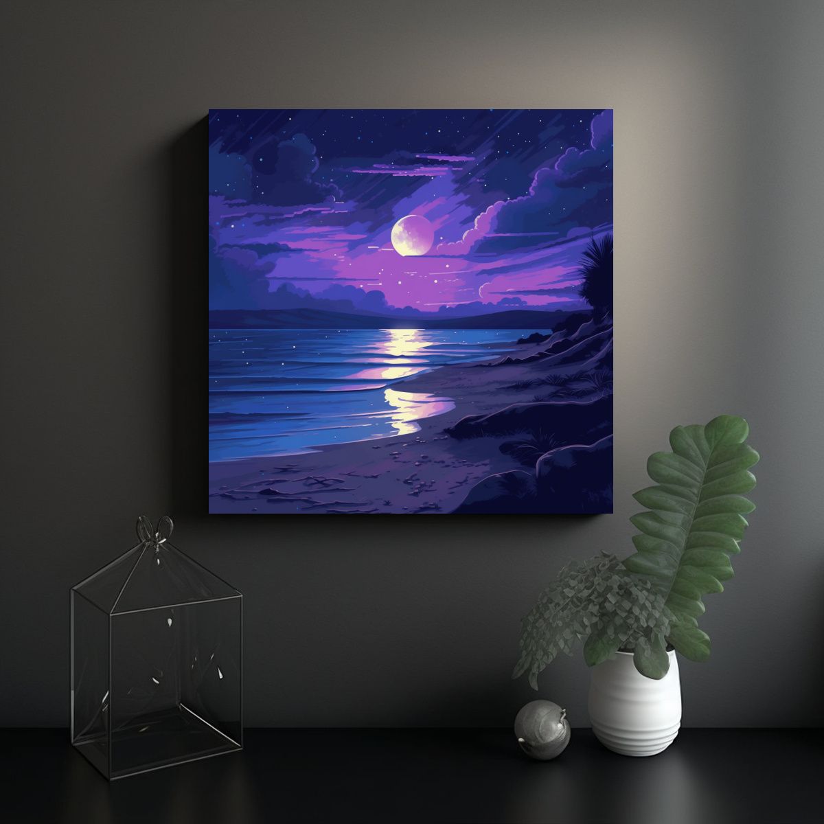 GENERICO - Cuadro Decorativo Playa Serena Con Intensidad A 50x50 Cm