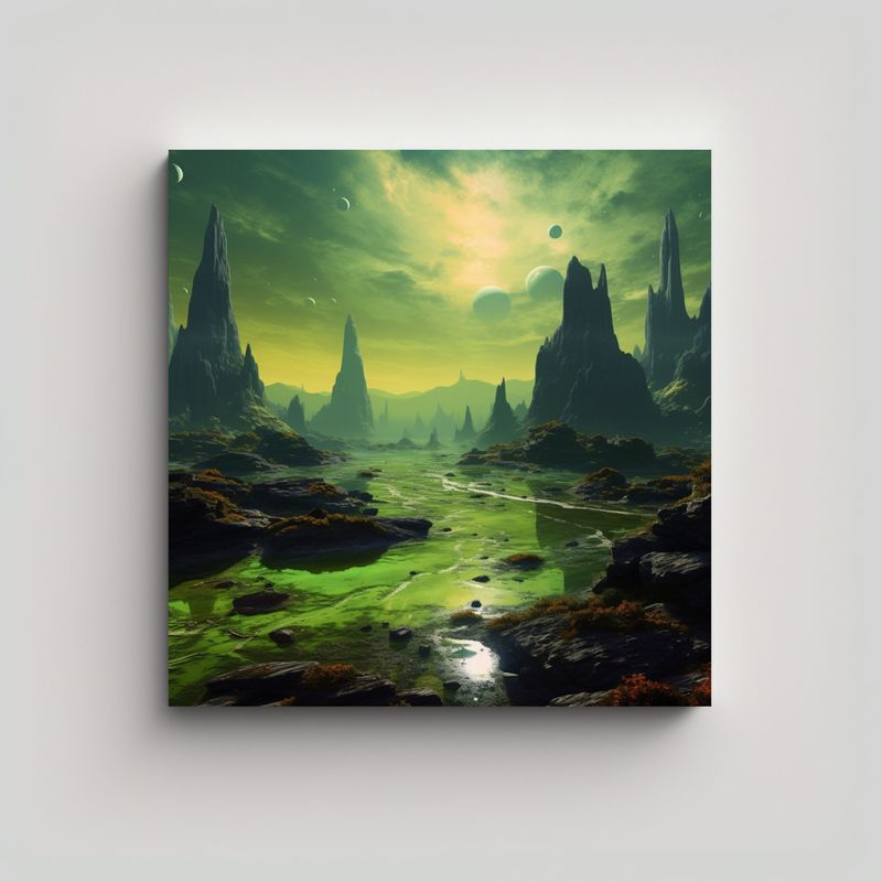 GENERICO - Cuadro Paisaje Hermoso En Planeta Alienígena Con 70x70 Cm
