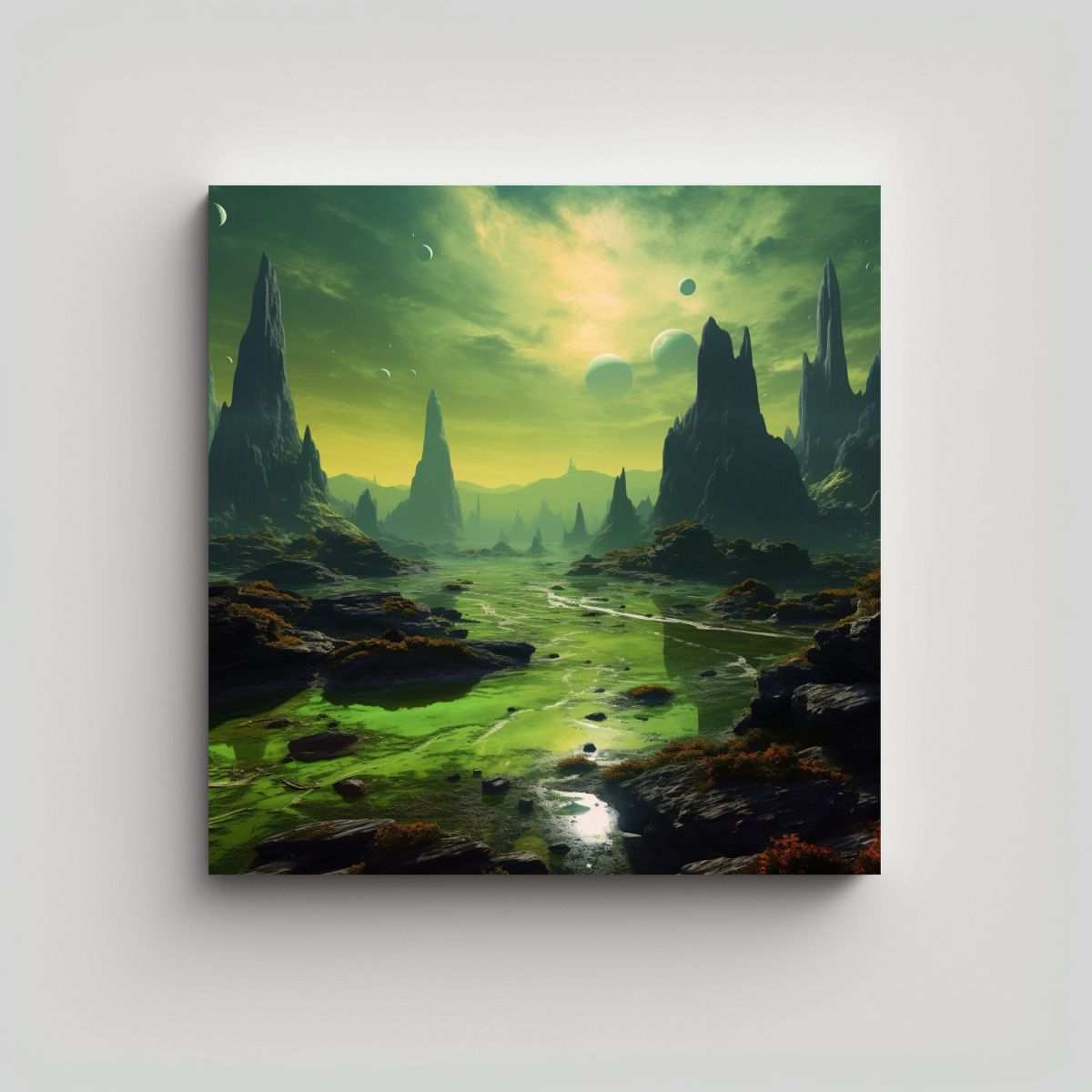 GENERICO - Cuadro Paisaje Hermoso En Planeta Alienígena Con 60x60 Cm