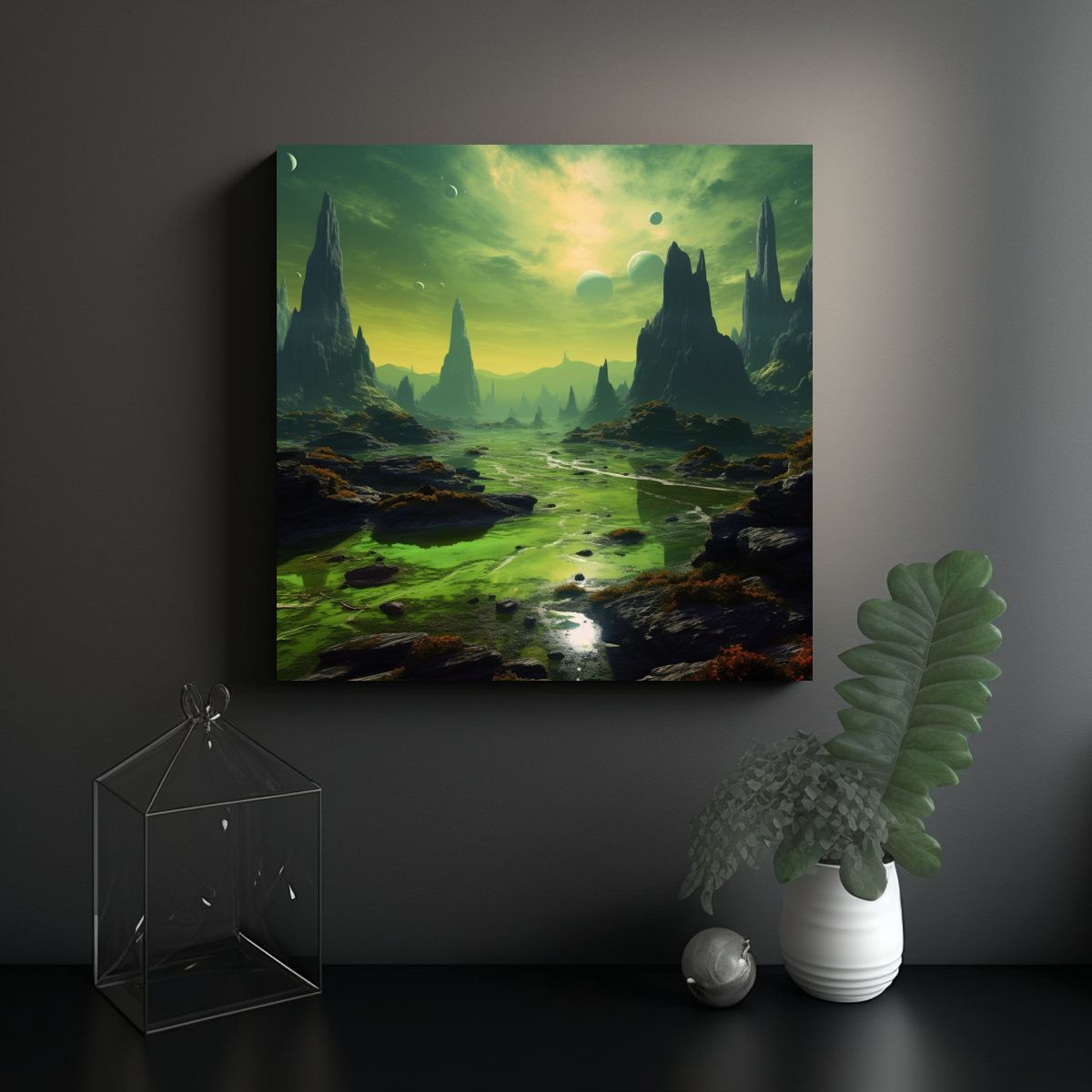 GENERICO - Cuadro Paisaje Hermoso En Planeta Alienígena Con 60x60 Cm