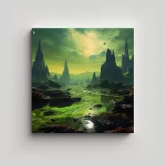 GENERICO - Cuadro Paisaje Hermoso En Planeta Alienígena Con 50x50 Cm