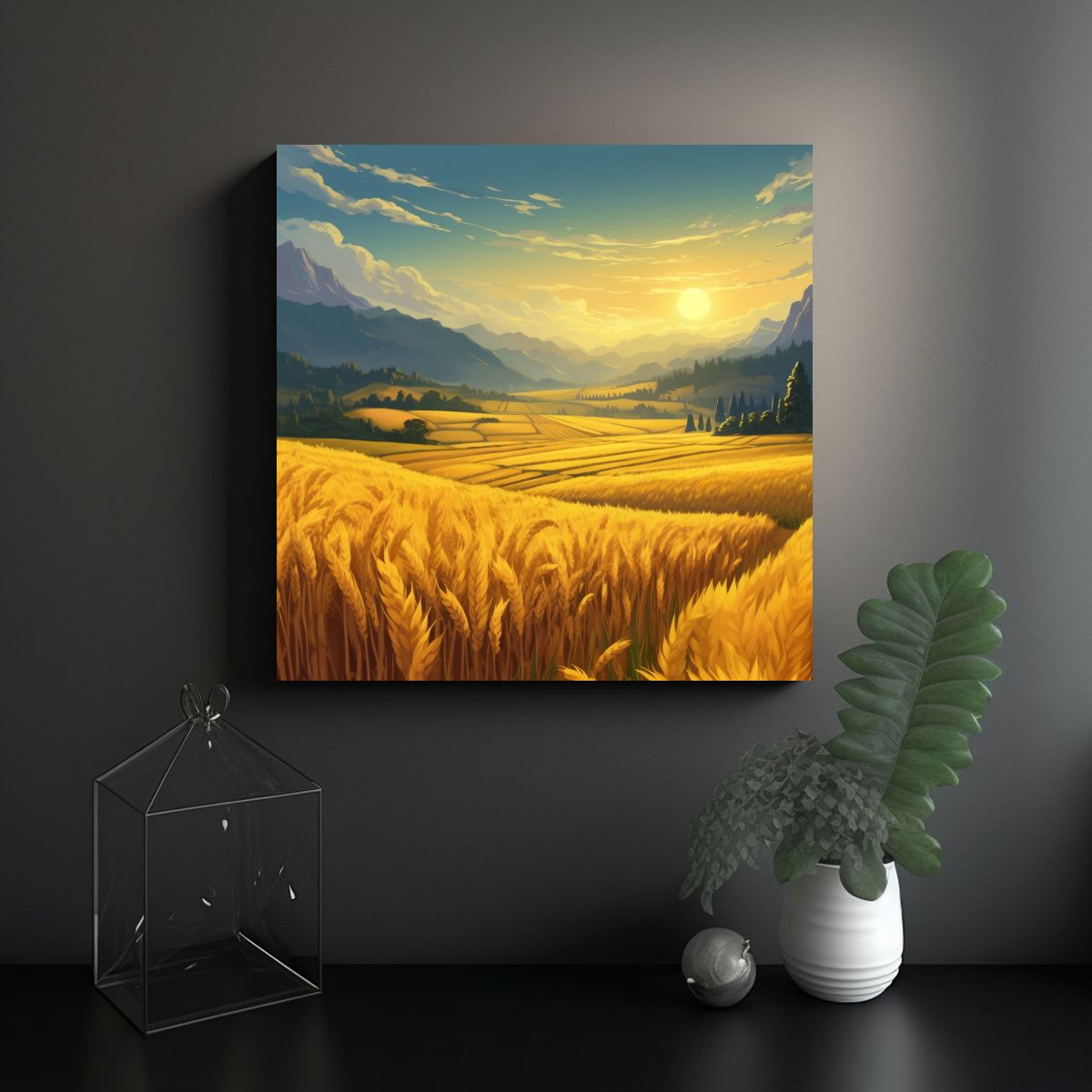 GENERICO - Cuadros De Decoración De Campos De Trigo Grandes 70x70 Cm