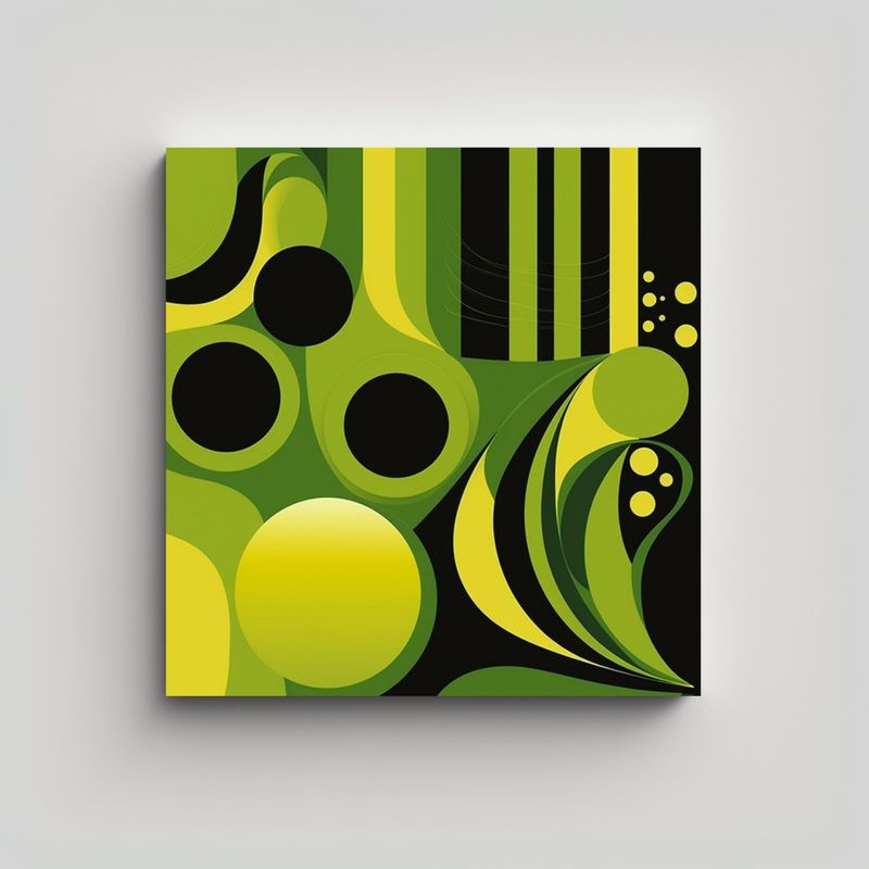 GENERICO - Cuadro Abstracto Decorativo De Los 70 Con LimaGris 50x50 Cm