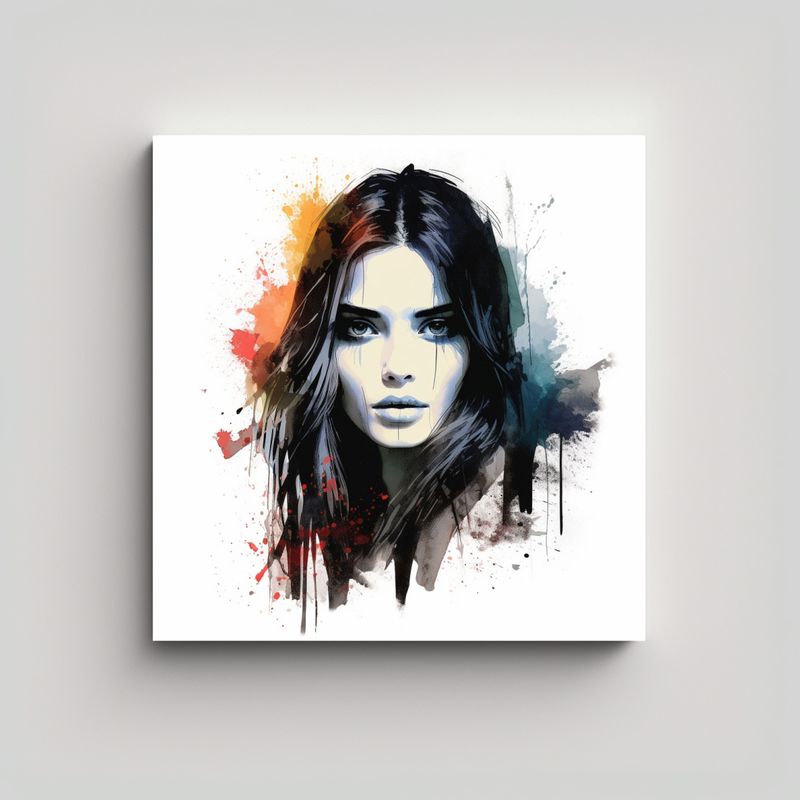 GENERICO - Retrato De Mujer Hermosa En Tinta Estilizada En 50x50 Cm