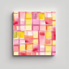 GENERICO - Fondo Acuarela Rosa Y Amarillo Con Cuadros Para 50x50 Cm