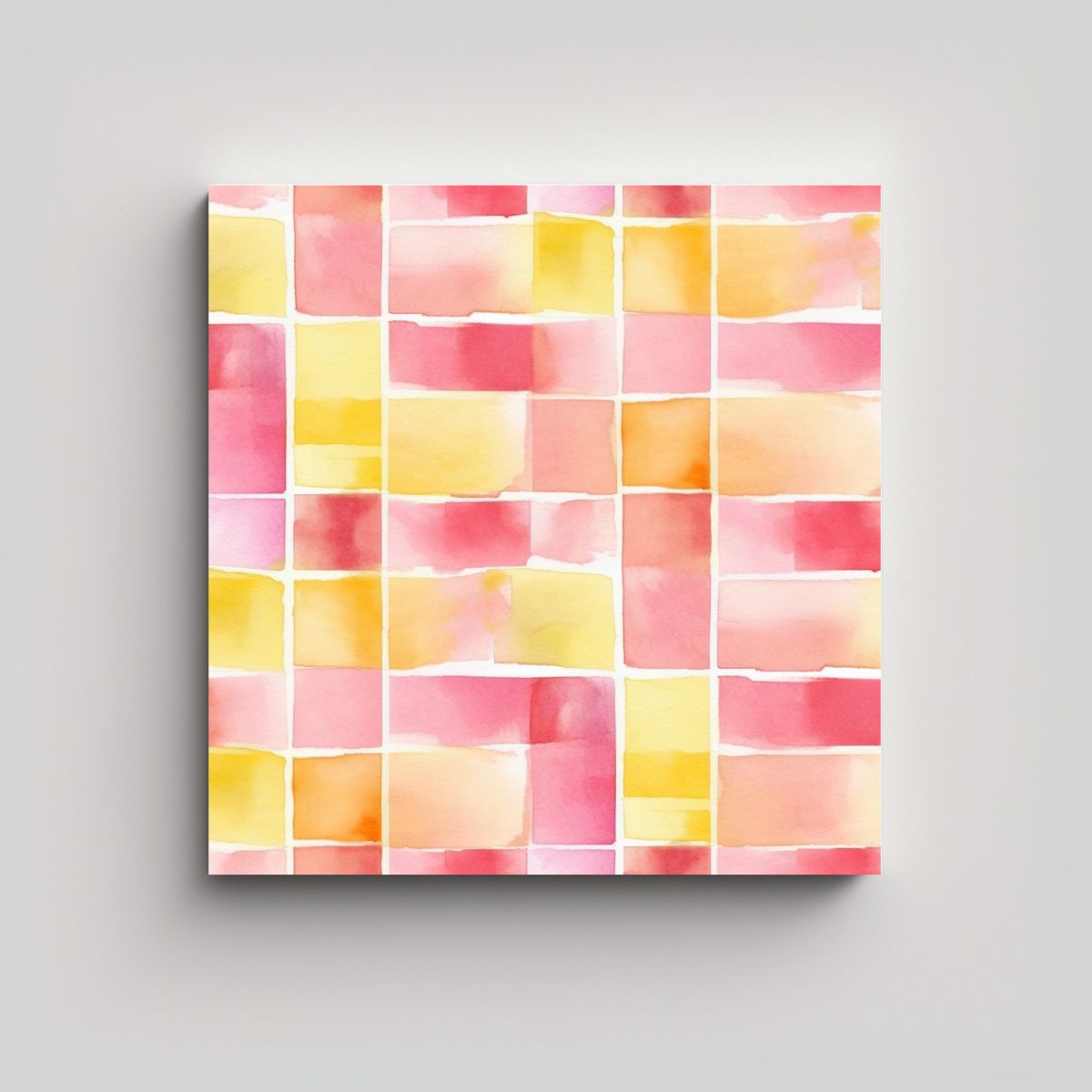 GENERICO - Fondo Acuarela Cuadros Rosa Y Amarillos Vibrantes 60x60 Cm