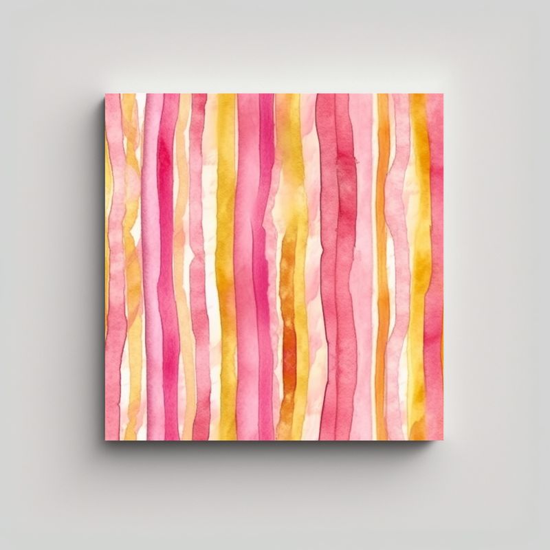 GENERICO - Inspiración Acuarela Rosada Y Amarilla Líneas 70x70 Cm