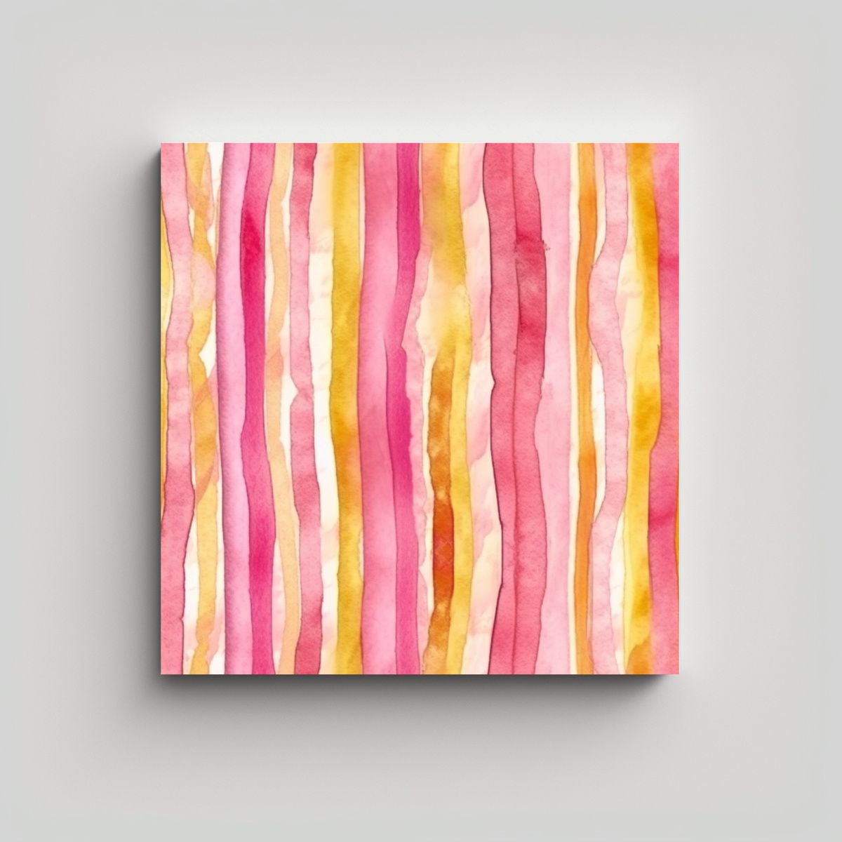 GENERICO - Inspiración Acuarela Rosada Y Amarilla Líneas 50x50 Cm