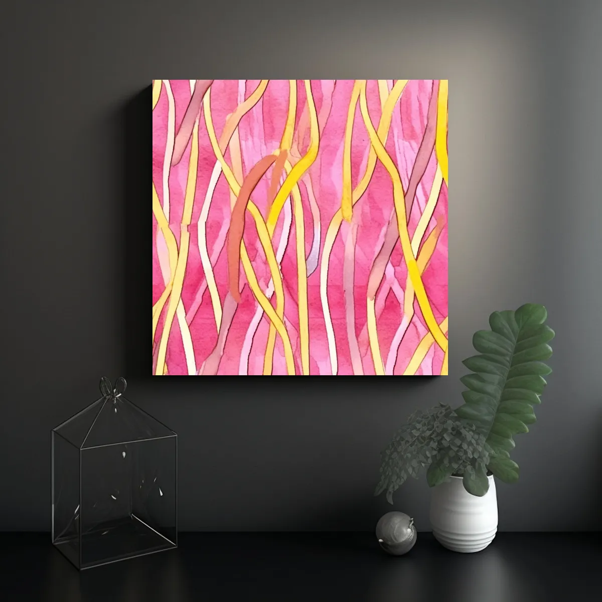 GENERICO - Cuadros Decorativos Con Fondo Acuarela Rosa Y 70x70 Cm