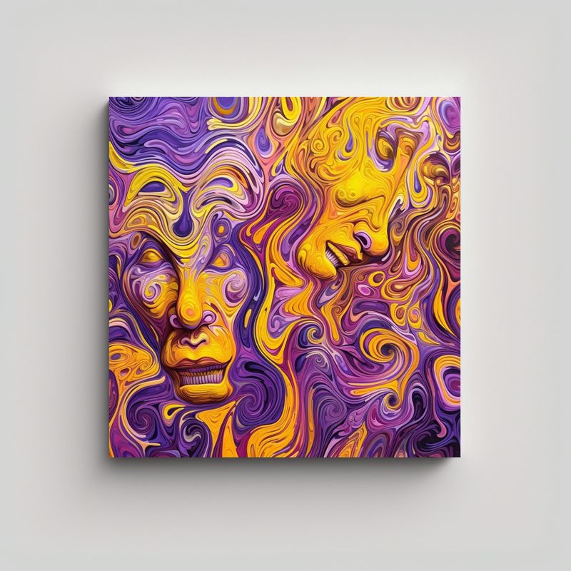 GENERICO - Cuadros Decorativos Modernos En Morado Y Amarillo 50x50 Cm