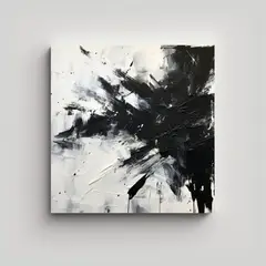 GENERICO - Cuadro Abstracto Minimalista En Blanco Y Negro 50x50 Cm
