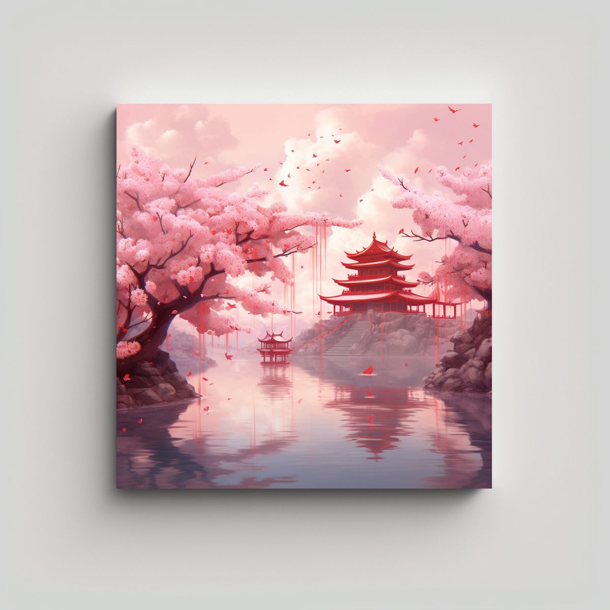 GENERICO - Pintura Decorativa Escena Sakura Estilo Realista 90x90 Cm