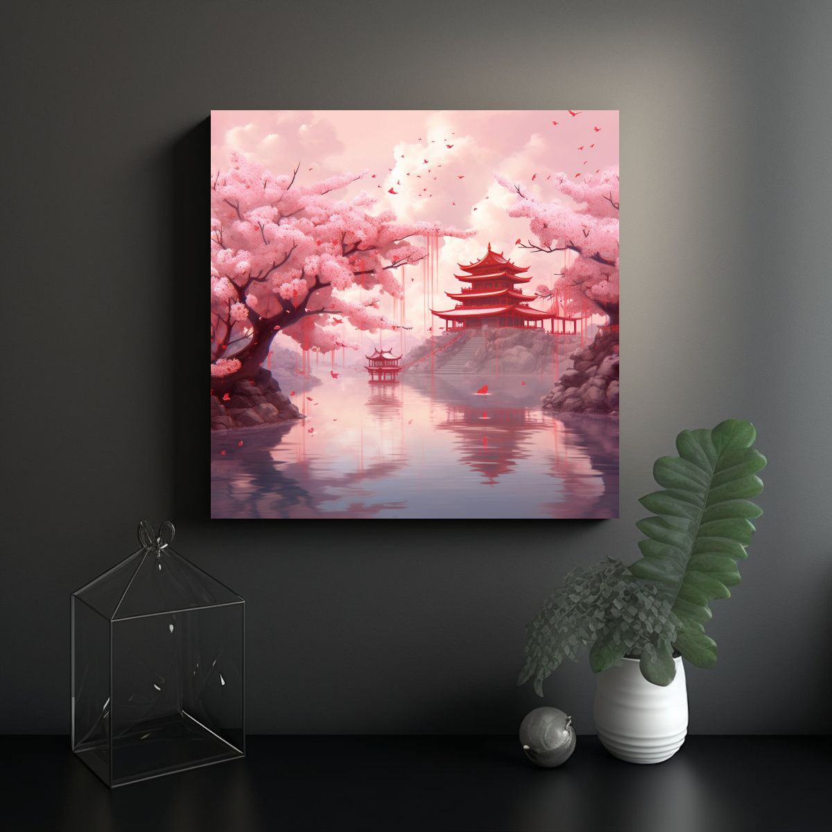 GENERICO - Pintura Decorativa Escena Sakura Estilo Realista 90x90 Cm