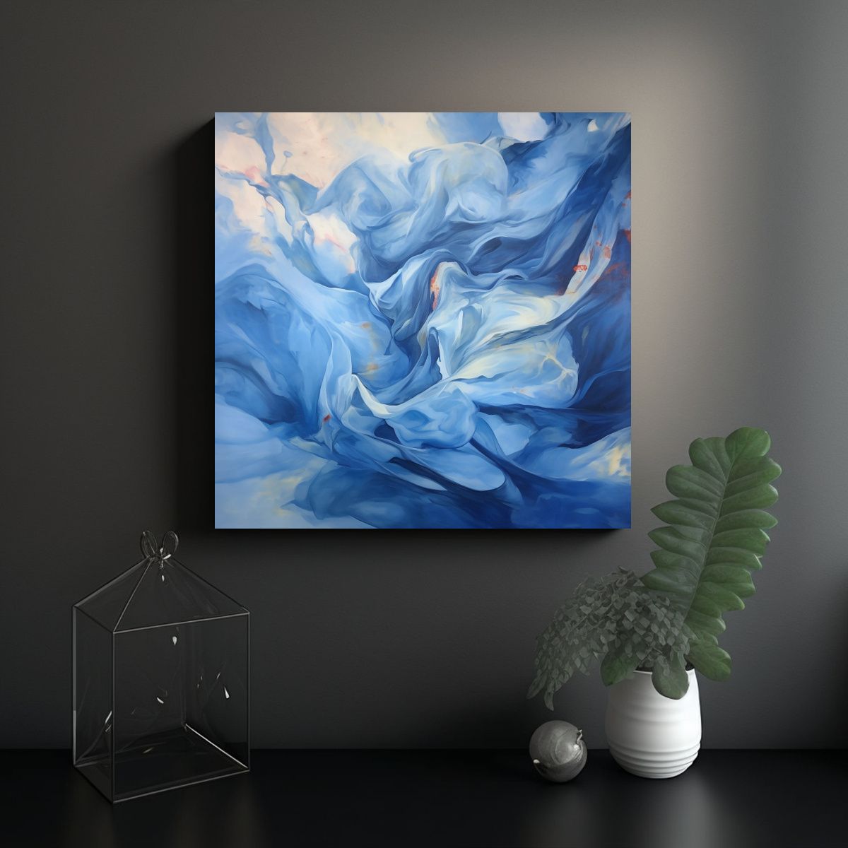 GENERICO - Cuadro Abstracto Azul Cielo Positivo Viento 90x90 Cm