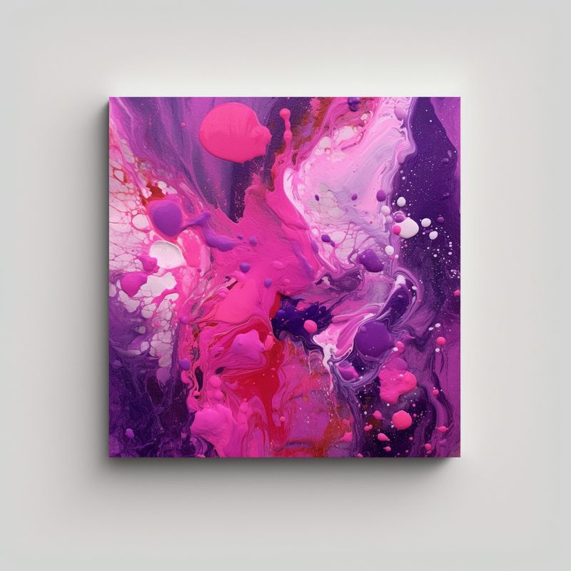GENERICO - Pintura Rosa Y Morada Mezcladas En Composición 60x60 Cm