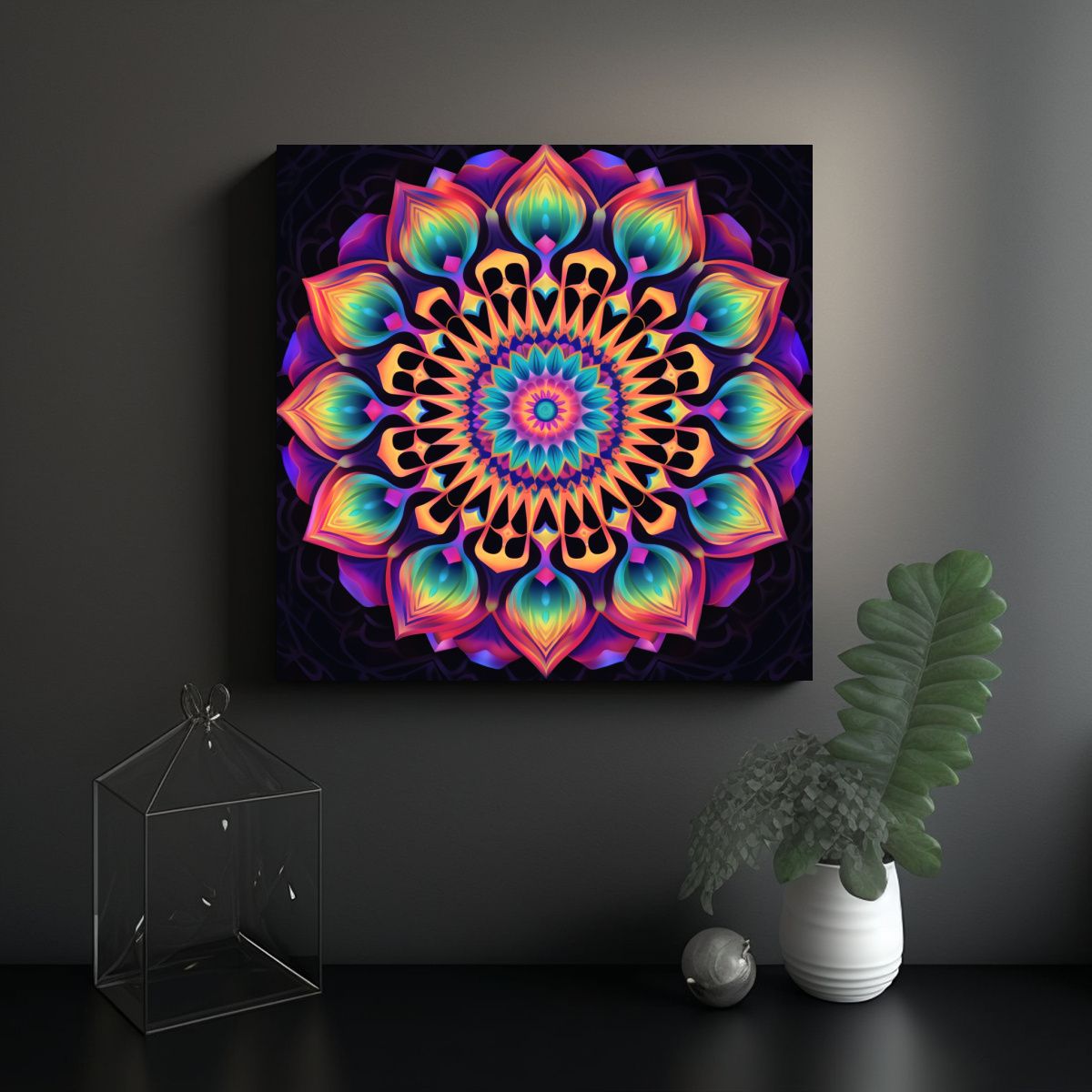 GENERICO - Cuadro Bastidor Inspirador Kaleidoscópico 50x50 Cm