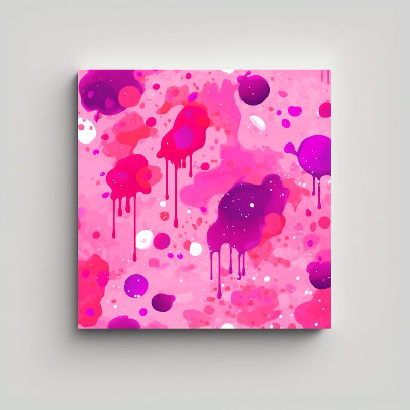 GENERICO - Cuadro Floral Prensado Cera, Rosa Y Salpicaduras. 80x80 Cm