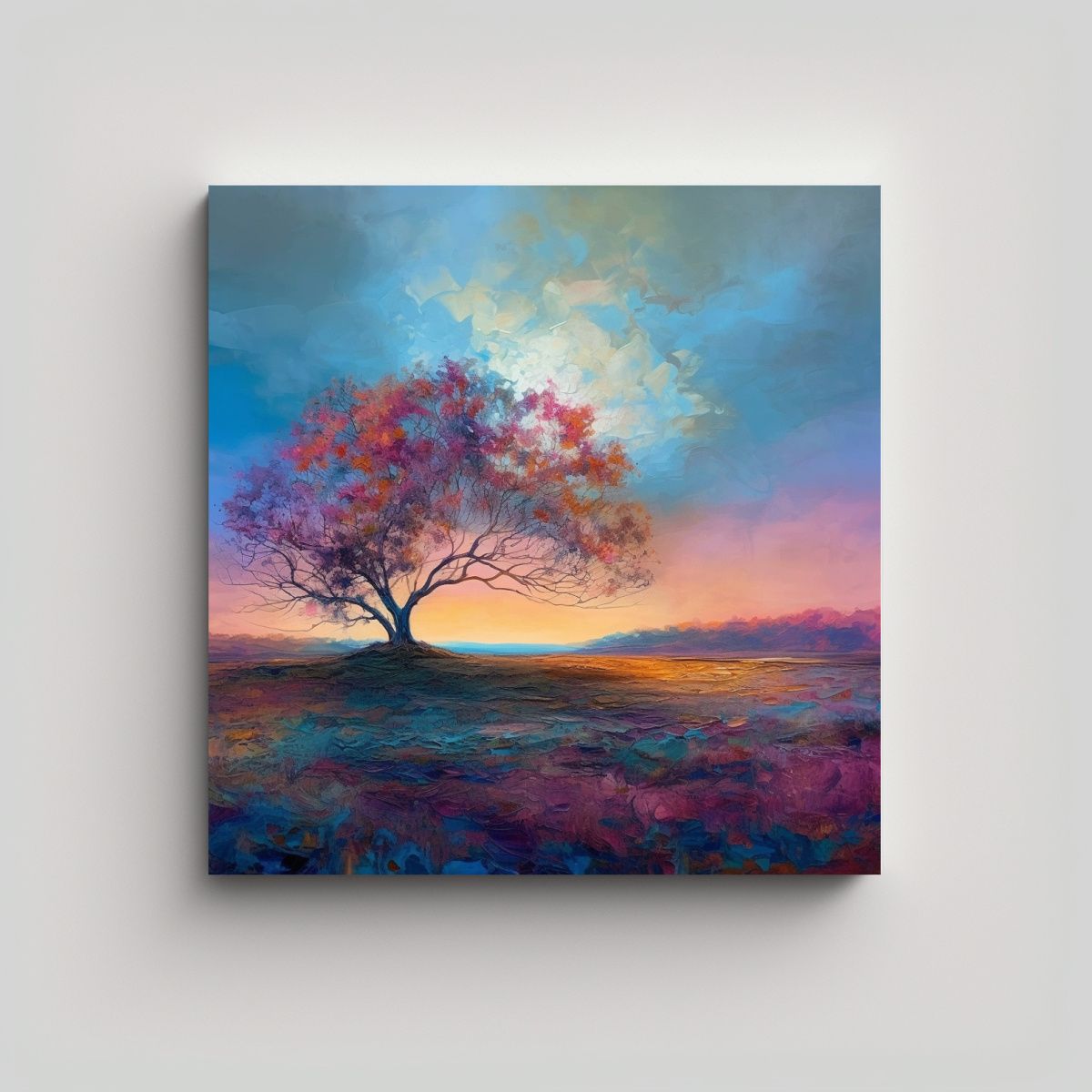 GENERICO - Pintura Abstracta Paisaje Sereno En Fine Art 90x90 Cm