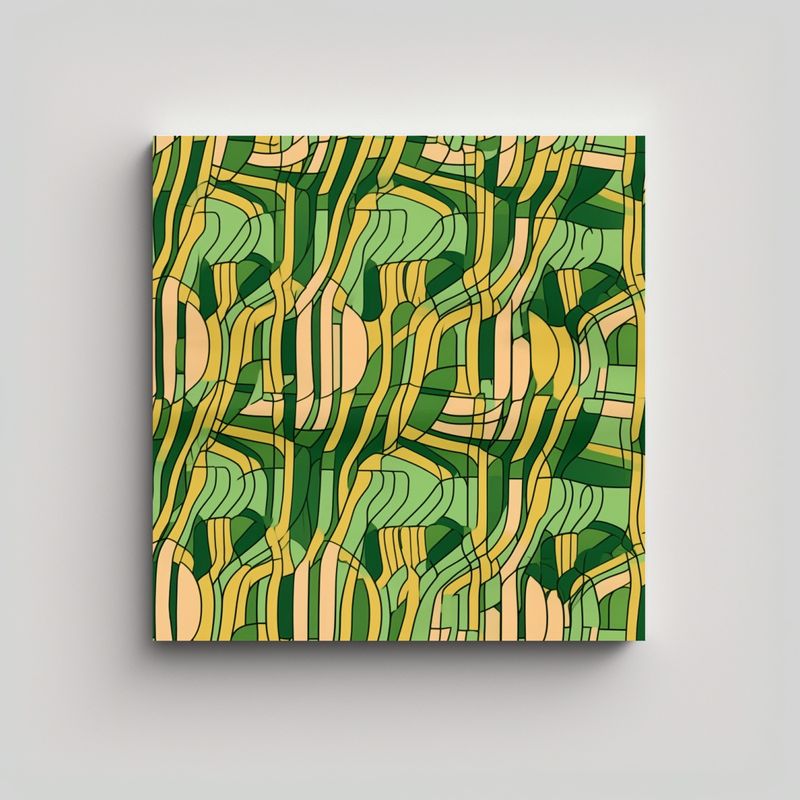 GENERICO - Composición Tonos Verde Y Amarillo, Patrón 80x80 Cm