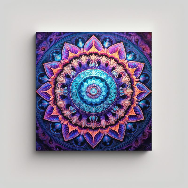 GENERICO - Cuadro Dibujo Enigmático Mandala Psicodélico 60x60 Cm