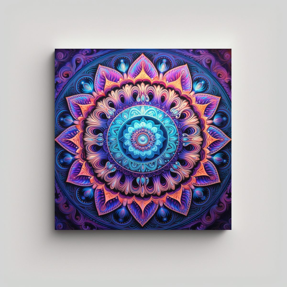 GENERICO - Cuadro Dibujo Enigmático Mandala Psicodélico 50x50 Cm
