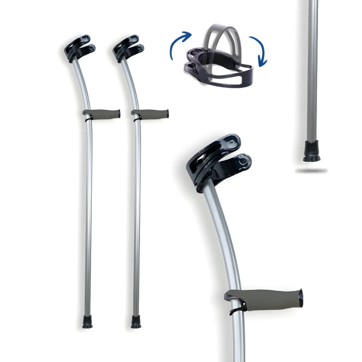 INDESMED - Par de Muletas Ergonómicas De Aluminio - Gris Talla XL