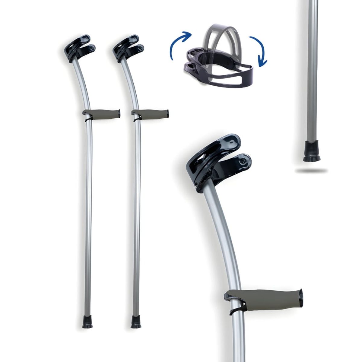 INDESMED - Par de Muletas Ergonómicas De Aluminio - Gris Talla XL